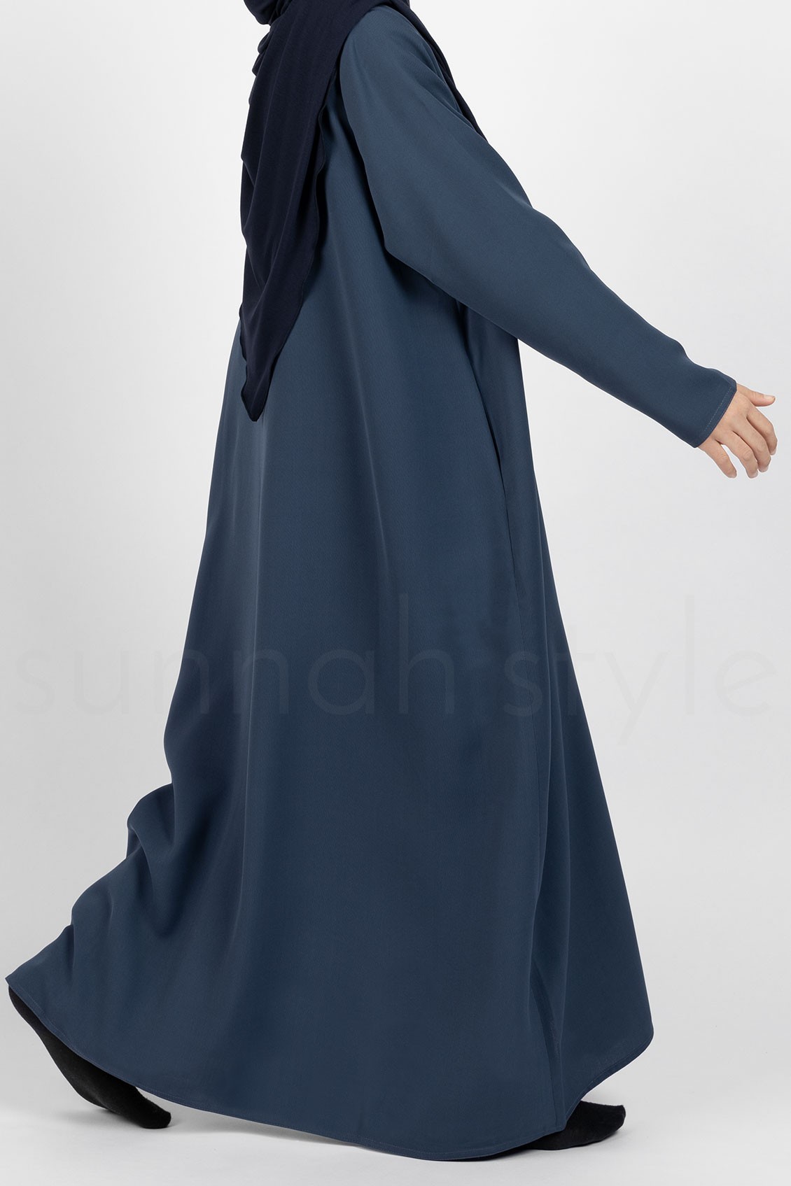 Sunnah Style Girls Essentials Full Zip Abaya Steel Blue